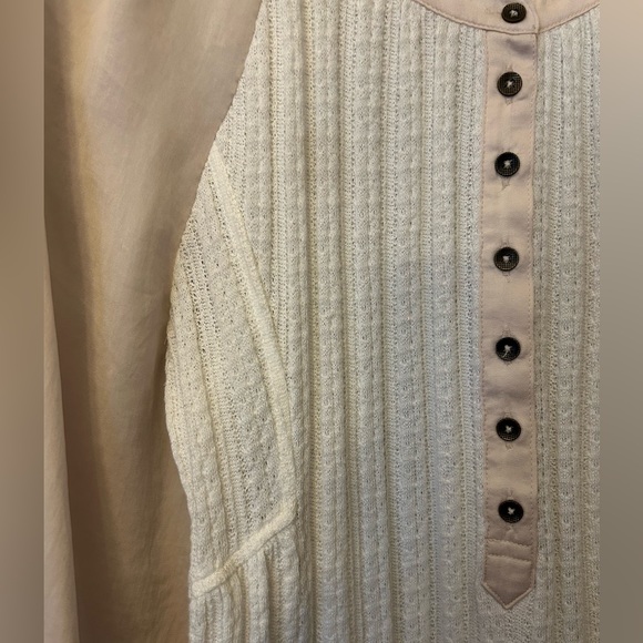 Anthropologie Meadow Rue Kersee Button Ivory Boho Henley Blouse Top Medium - Picture 5 of 6